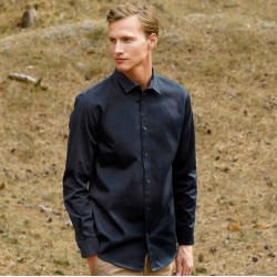 Chemise manches longues en coton BIO et polyester recyclé, 210 g/m²