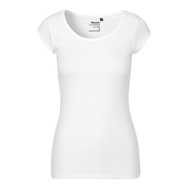 T-shirt femme manches courtes ajustées en coton BIO commerce équitable, 155 g/m²