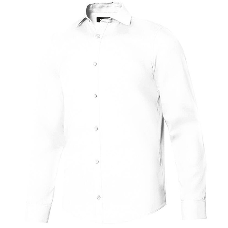 Chemise homme manches longues col italien en polycoton, 115 g/m²