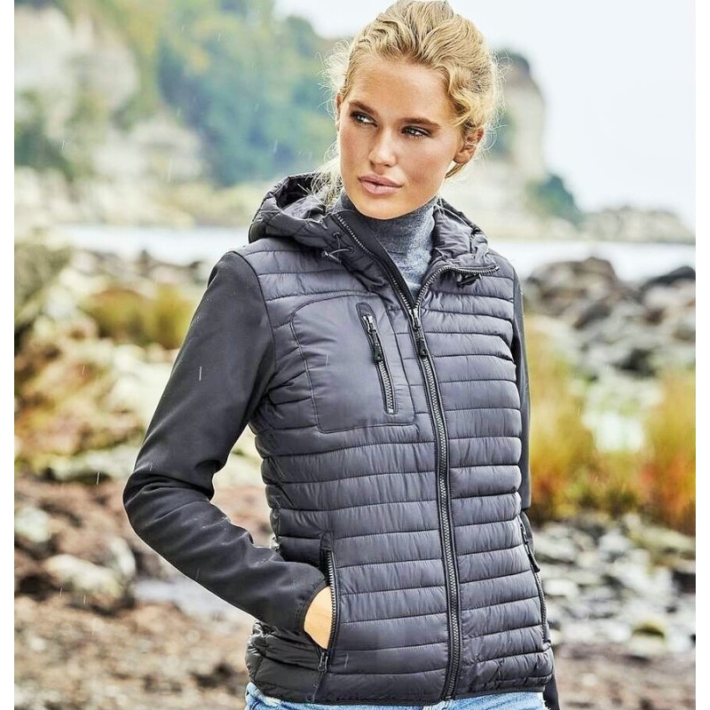 Veste doudoune softshell à capuche pour femme hydrofuge et respirante