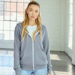 Sweat à capuche zippé cordons blancs, modèle fitté, 240 g/m²