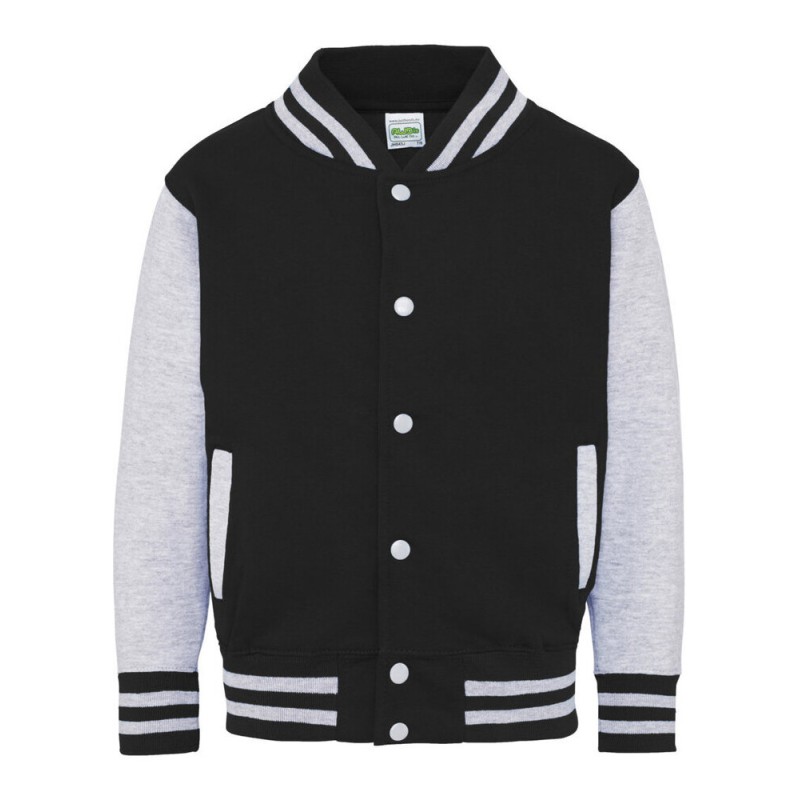 Veste sweat enfant baseball bicolore avec boutons-pression, 330 g/m²