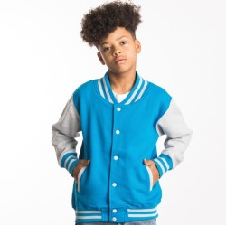 Veste sweat enfant baseball bicolore avec boutons-pression, 330 g/m²