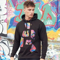 Sweat capuche print hoodie sans poches, grande surface de marquage, 280 g/m²