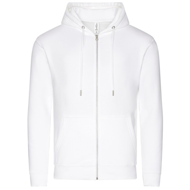 Sweat zippé à capuche en coton BIO et polyester recyclé, 280 g/m²