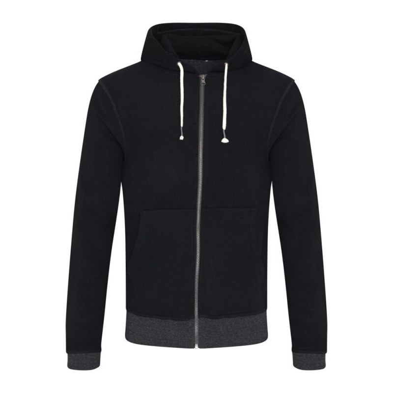 Sweat zippé à capuche en coton régénéré et polyester recyclé NO LABEL, 330 g/m²