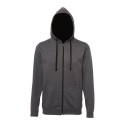 Sweat à capuche zippé bicolore, passage écouteurs, 280 g/m²