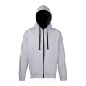 Sweat à capuche zippé bicolore, passage écouteurs, 280 g/m²