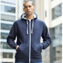 Sweat à capuche zippé bicolore, passage écouteurs, 280 g/m²