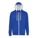 Sweat à capuche zippé bicolore, passage écouteurs, 280 g/m²