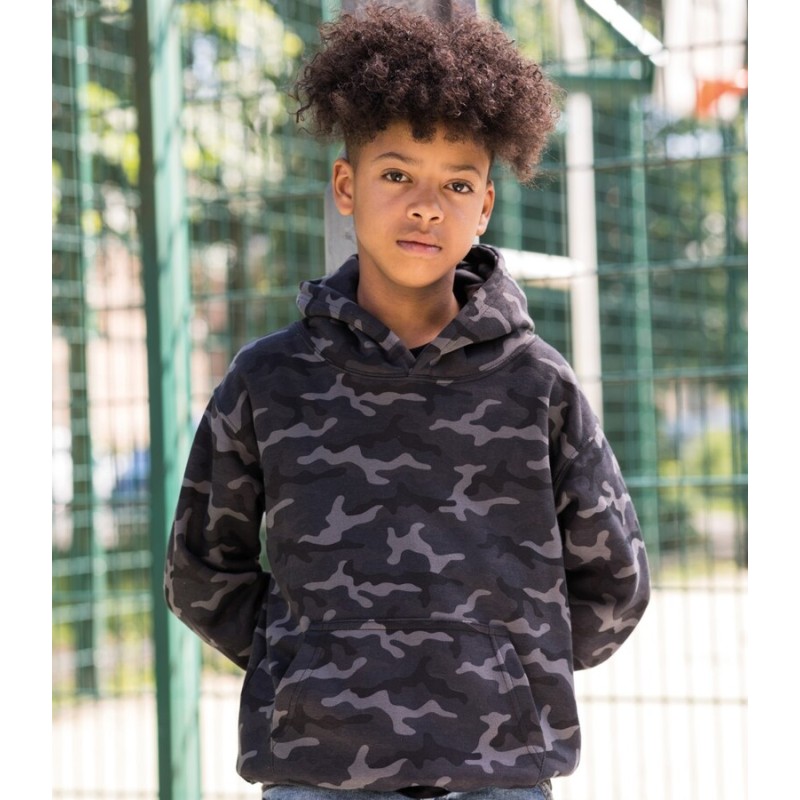 Sweat hoodie enfant à capuche camouflage, 280 g/m²