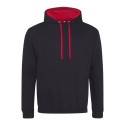 Sweat à capuche bicolore, passage écouteurs, 280 g/m²