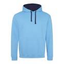 Sweat à capuche bicolore, passage écouteurs, 280 g/m²