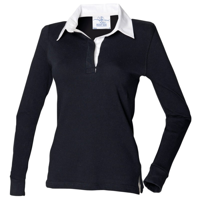 Polo de rugby femme traditionnel en coton jersey lourd, 270 g/m²