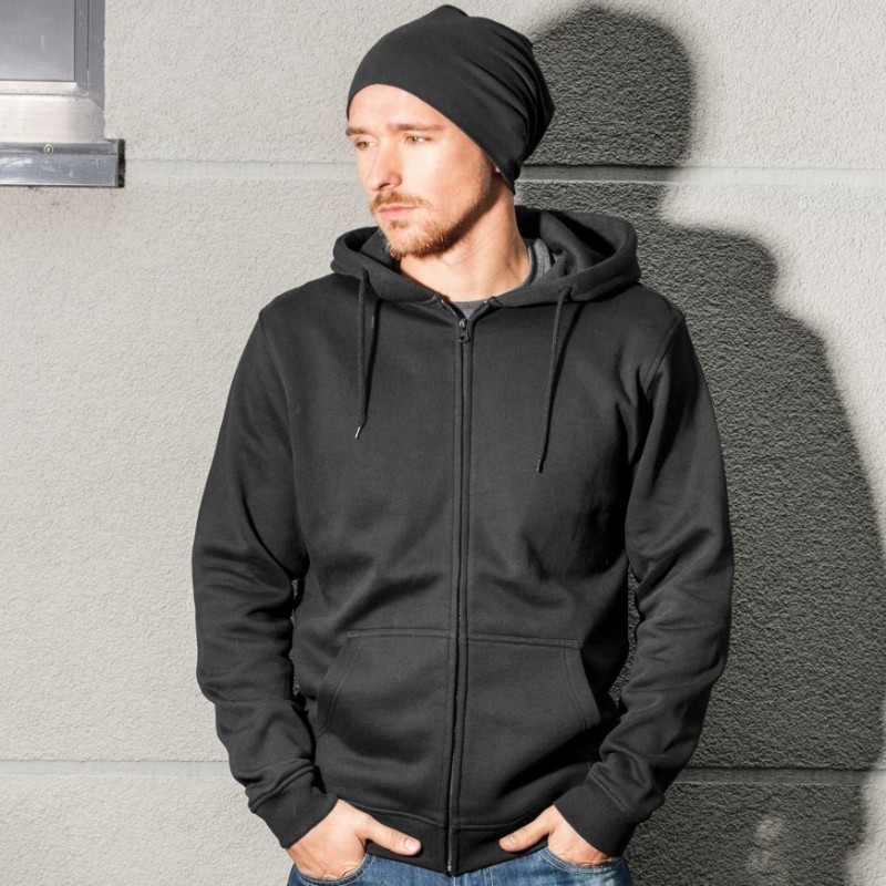 Sweat zippé à capuche lourd NO LABEL, 300 g/m²