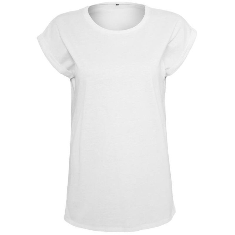 T-shirt moderne femme en coton BIO, manches retroussées, NO LABEL, 140 g/m²