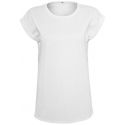 T-shirt moderne femme en coton BIO, manches retroussées, NO LABEL, 140 g/m²