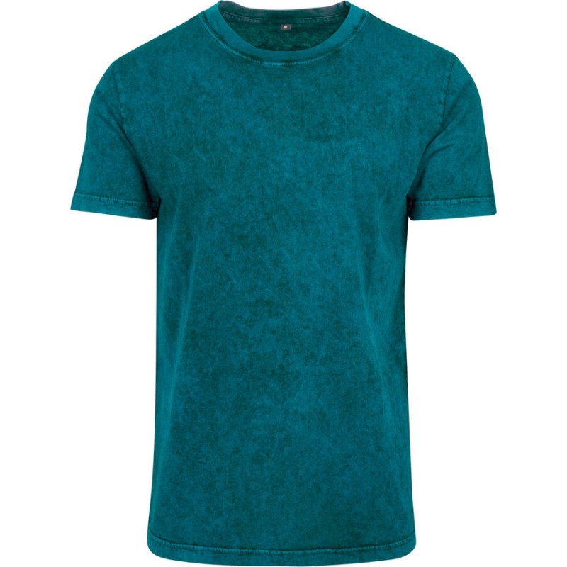 T-shirt homme en coton délavé, lavage spécial pour effet batik, 170 /m²