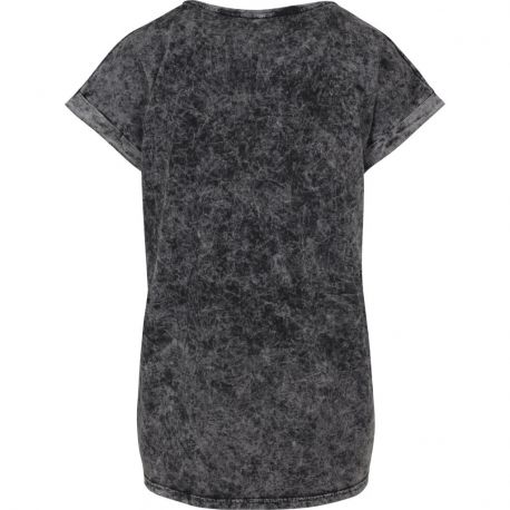 T-shirt femme en coton délavé, lavage spécial pour effet batik, 170 /m²