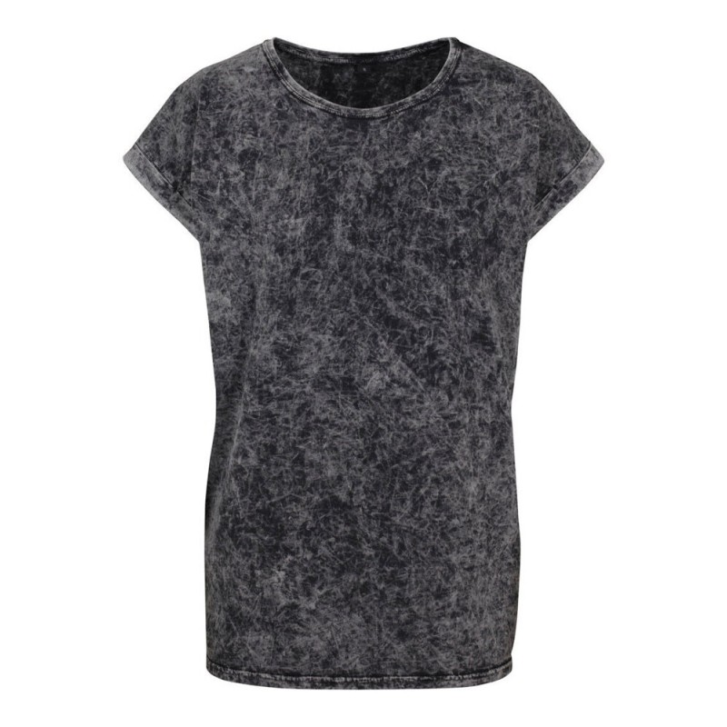 T-shirt femme en coton délavé, lavage spécial pour effet batik, 170 /m²