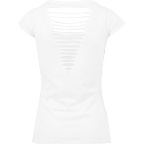 T-shirt femme dos lacéré en coton, découpes en V dans le dos, NO LABEL