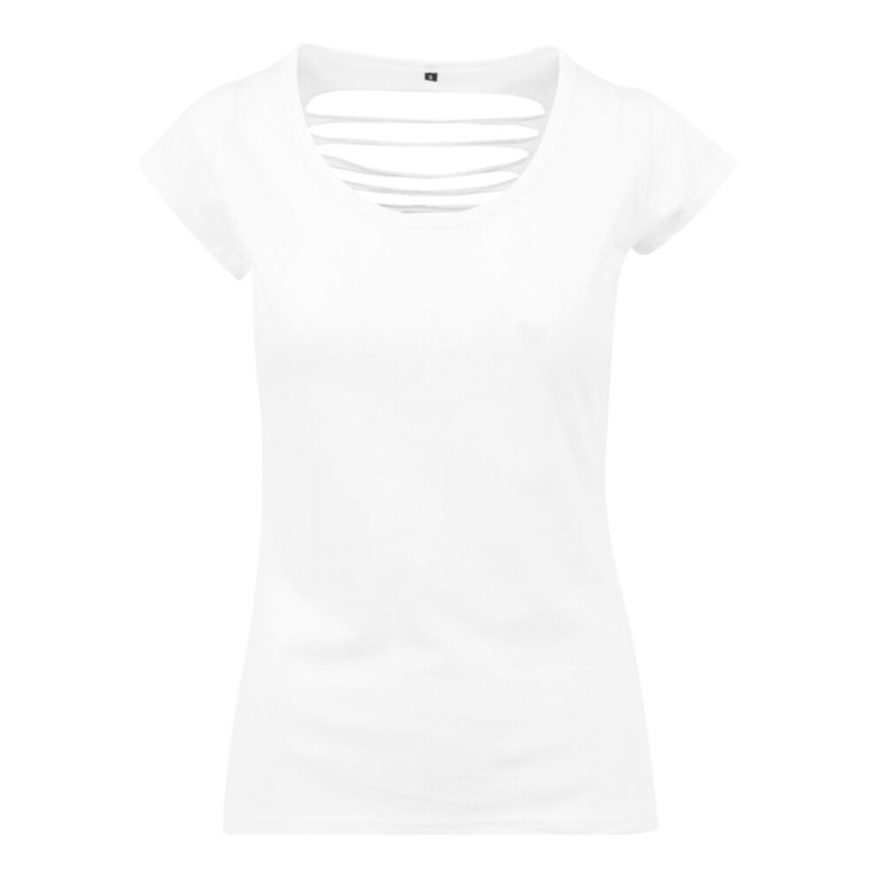 T-shirt femme dos lacéré en coton, découpes en V dans le dos, NO LABEL