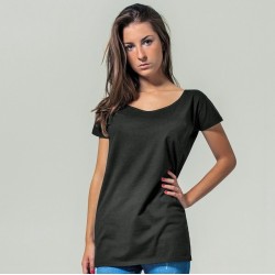 T-shirt femme col large en coton, coupe décontractée, NO LABEL, 140 g/m²