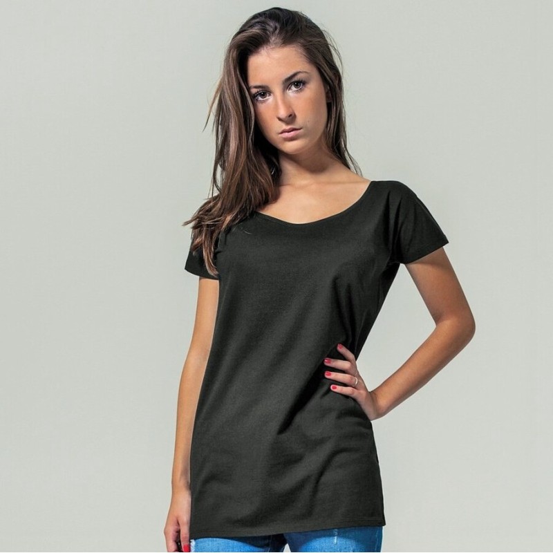 T-shirt femme col large en coton, coupe décontractée, NO LABEL, 140 g/m²