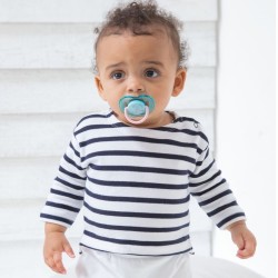 Marinière bébé super douce manches longues en coton bio, 200 g/m²