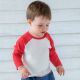 T-shirt bébé baseball bicolore en coton à manches longues, 150 g/m²