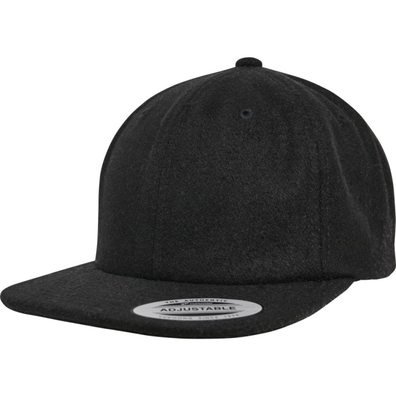 Casquette en laine snapback 6 panneaux, visière plate