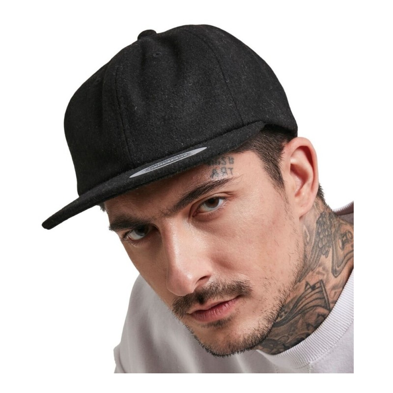 Casquette en laine snapback 6 panneaux, visière plate