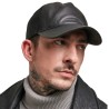 Casquette trucker filet, panneau avant en simili cuir