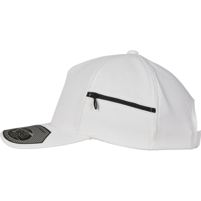 Casquette de sport 5 panneaux avec poche zippée sur le côté