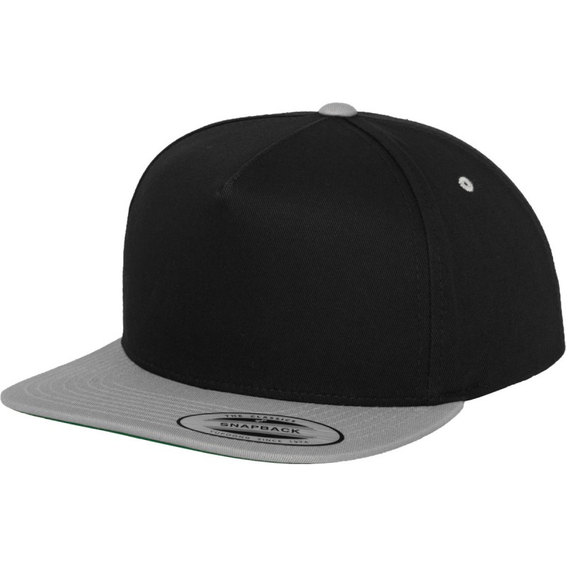 Casquette snapback 5 panneaux bicolore, 100% coton twill