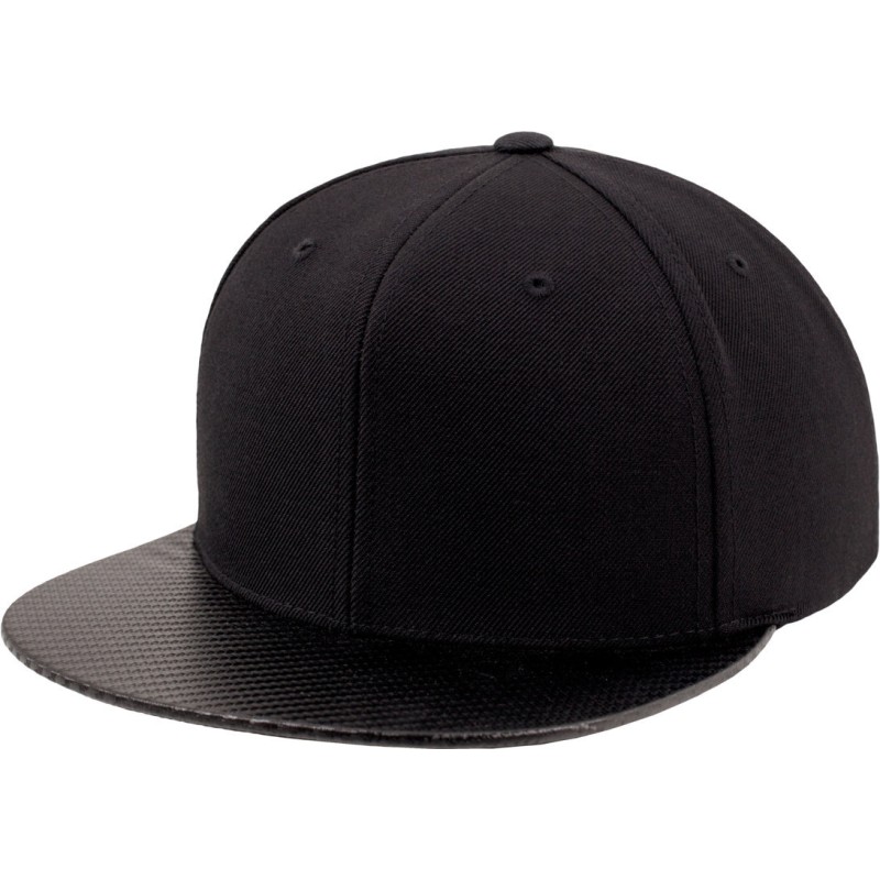 Casquette snapback 6 panneaux, visière imitation carbone