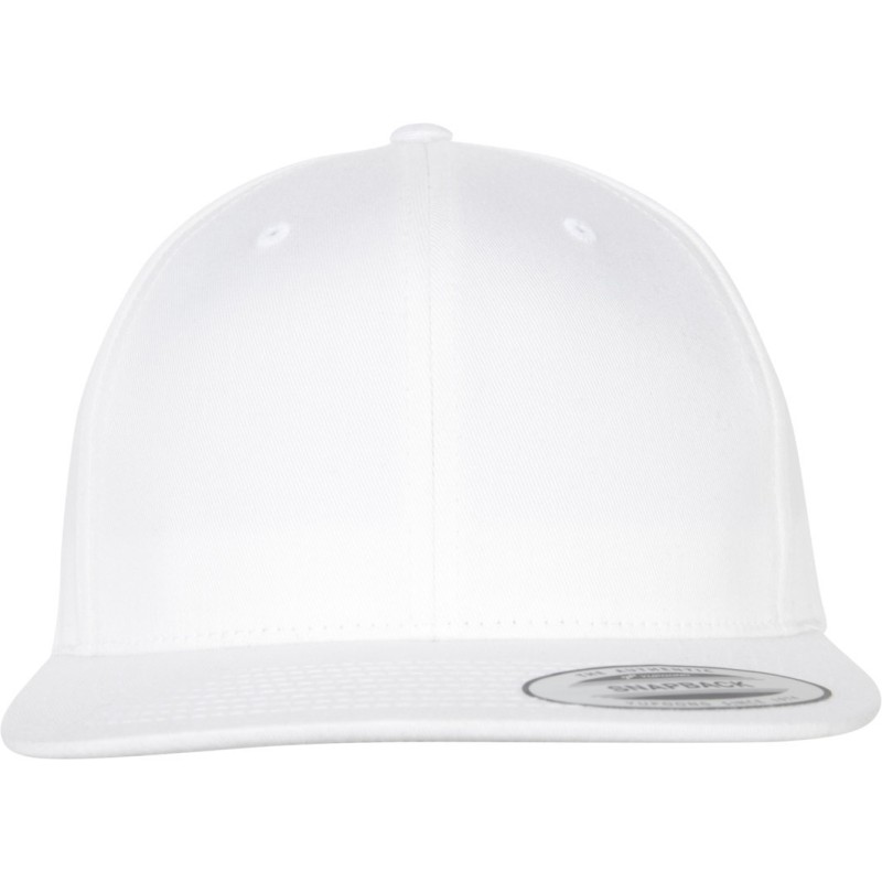 Casquette snapback 6 panneaux en coton biologique, visière plate