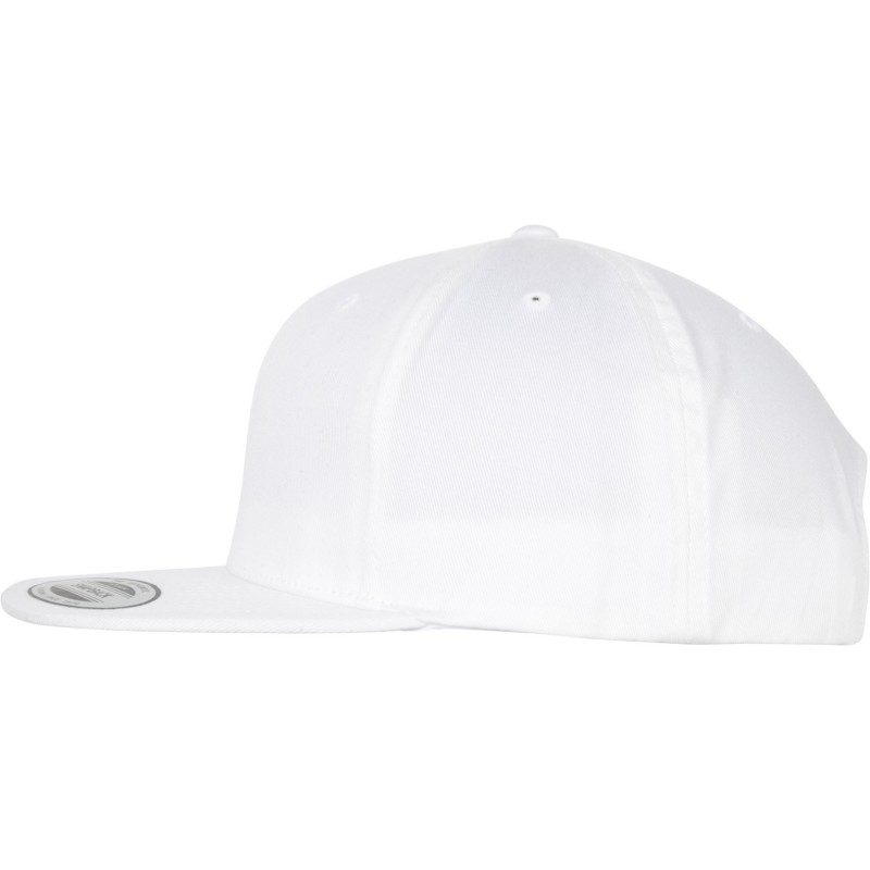 Casquette snapback 6 panneaux en coton biologique, visière plate