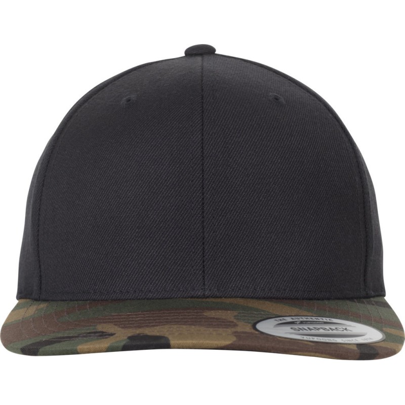 Casquette snapback bicolore, motif camouflage, mélange de twill