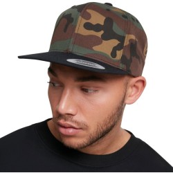 Casquette snapback bicolore, motif camouflage, mélange de twill