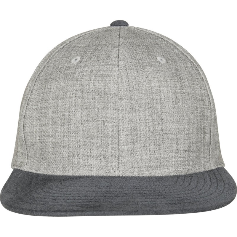 Casquette snapback bicolore, tissu chiné, visière contrastée