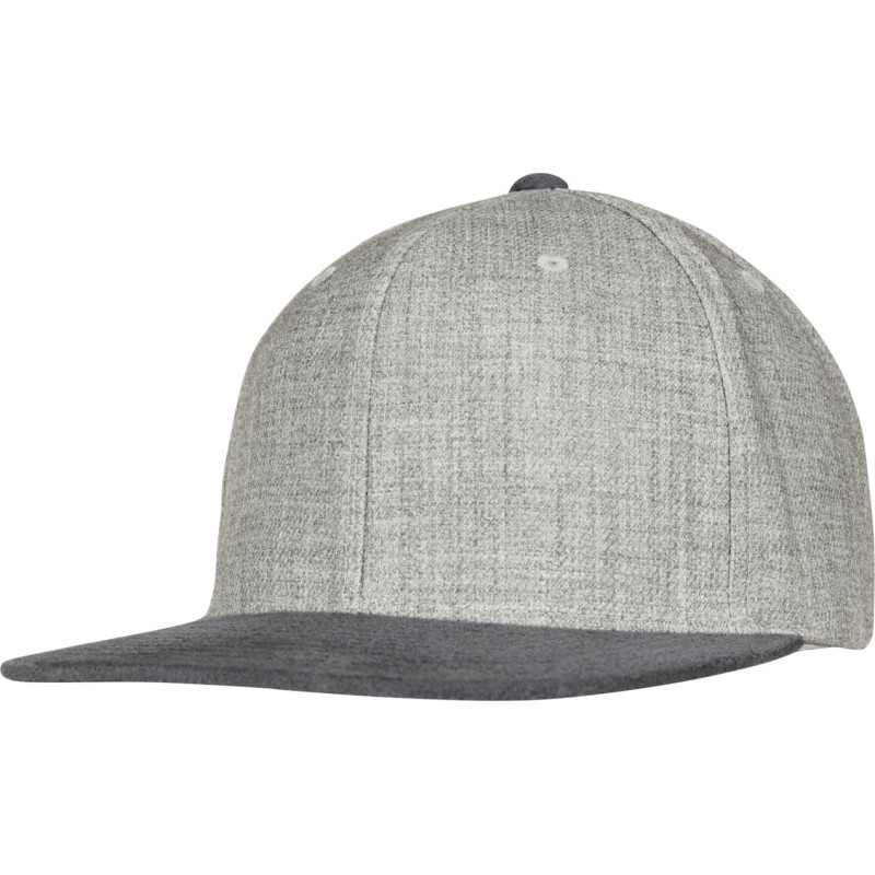 Casquette snapback bicolore, tissu chiné, visière contrastée