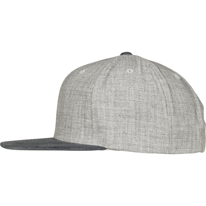 Casquette snapback bicolore, tissu chiné, visière contrastée