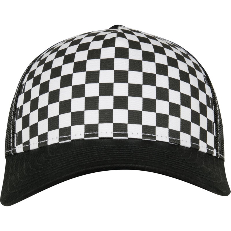 Casquette trucker filet, avec panneau avant en damier