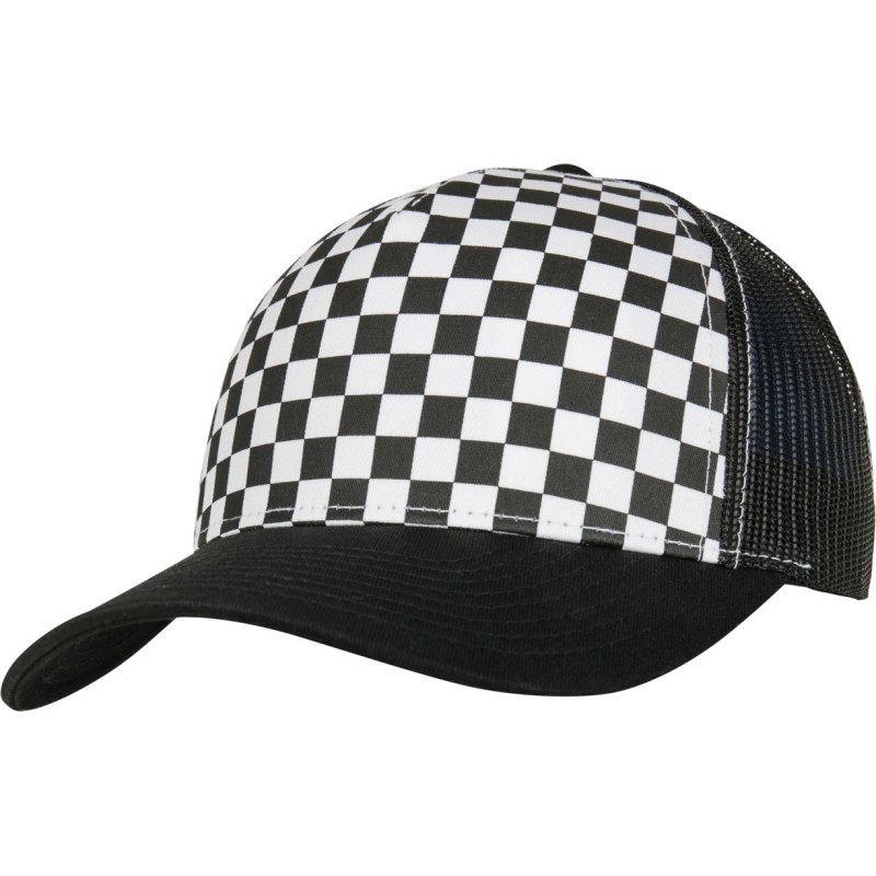 Casquette trucker filet, avec panneau avant en damier