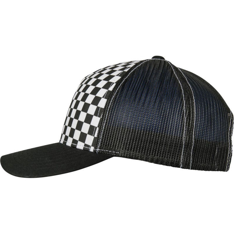 Casquette trucker filet, avec panneau avant en damier