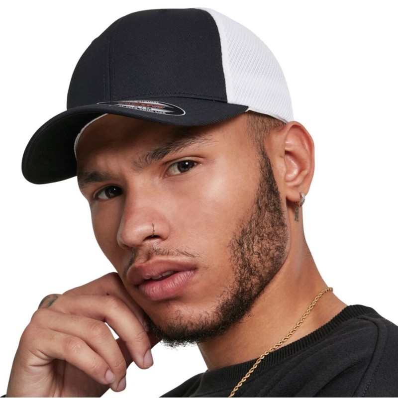 Casquette 6 panneaux bicolore, en ultrafibre et maille aérée