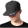 Casquette snapback 6 panneaux visière plate en laine mélangée