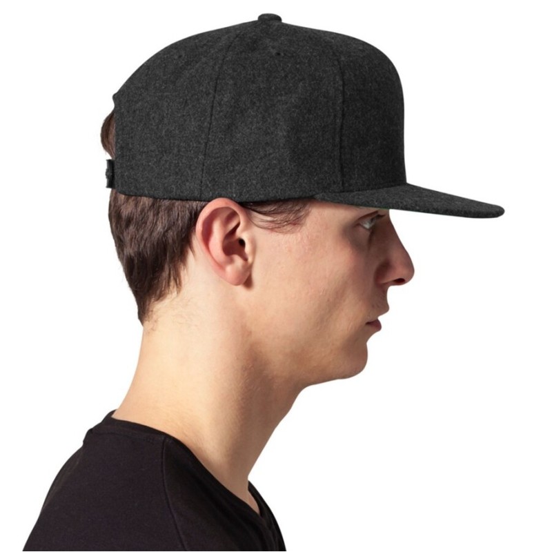 Casquette snapback 6 panneaux visière plate en laine mélangée
