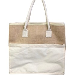 sac isotherme écologique en jute, poche et anses en coton